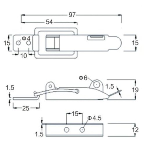 97 mm žeriavová západka R65 spona Záves A2/304