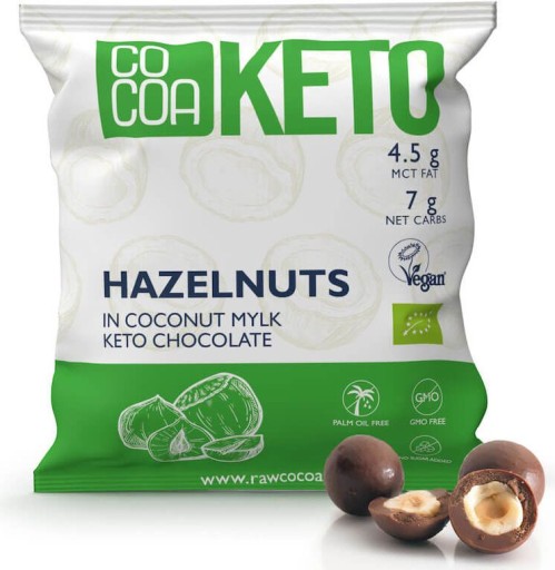 BIO KETO Lieskové oriešky v kokosovej čokoláde RAW vegan BEZLEPKU 70g