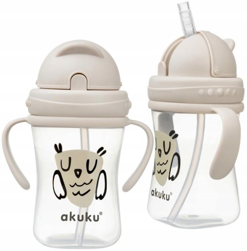 AKUKU HRNČEK, FĽAŠA S RUBIČKOU, SLAMKA, RÚČKY, 300ml, 9m+