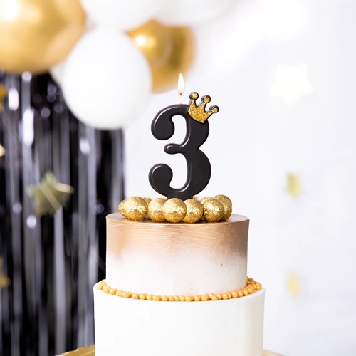 NARODENINOVÁ TORTA TORTA ČÍSLO 3 KORUNKA ČIERNA