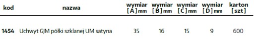 SKLENENÁ POLICA RÚČKA UM SATÉN 35X16X15MM GJM