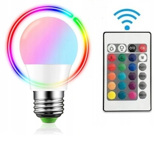 FAREBNÁ ŽIAROVKA RGB E27 LED 9W 16 FAREB + DIAĽKOVÉ OVLÁDANIE