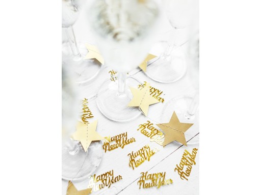 Konfety na Silvestra, zlatý nápis Happy New Year