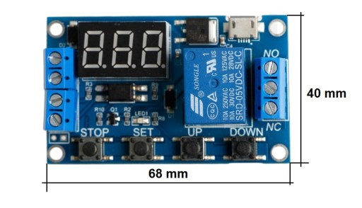 Časový spínač relé cyklický časovač 999 min micro USB