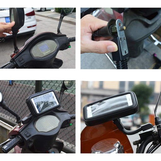 VODEODOLNÝ DRŽIAK NA TELEFÓN NA MOTOCYKEL, SKÚTER, RIADTIKÁ, OTOČNÝ O 360°