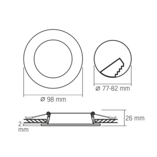 Zápustné biele LED svietidlo VIDEX 4W 240lm 9,8cm okrúhle