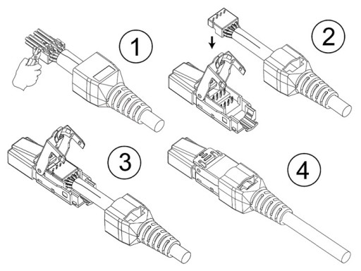 RJ45/8P8C STP zástrčka cat.6A krútená dvojlinka AWG22-27 bez náradia INFROT