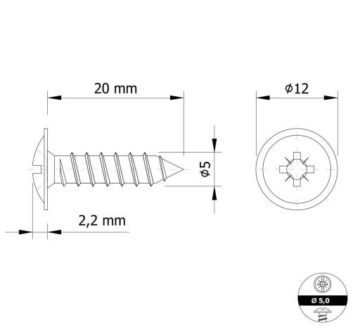 Skrutka do dreva 5,0 x 20 mm