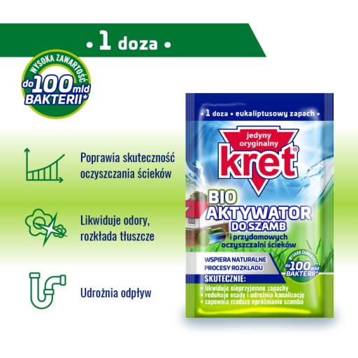 Kret BIO aktivátor baktérií pre septiky a čistiarne odpadových vôd 25g 100 miliárd baktérií