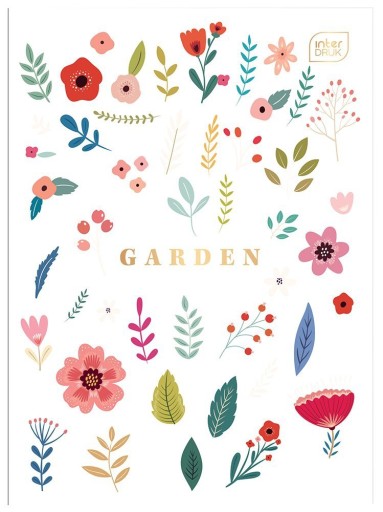 Zápisník A4, 60 linajkových strán GARDEN Flowers mix