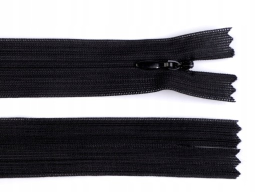 Špirálový zips skrytý 40cm sukne šaty ČIERNA