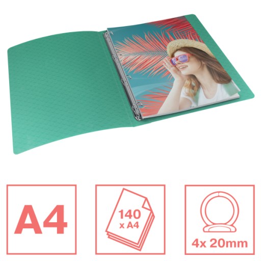 Zakladač na dokumenty A4 krúžkový 25mm 4RR zelený Esselte