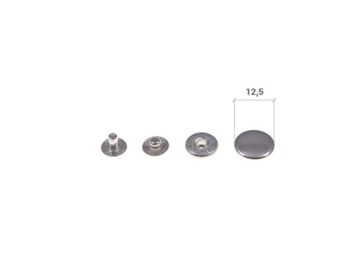 ALFA NEREZOVÉ patentky, kovové patentky 12,5 mm, strieborné, 10 sád