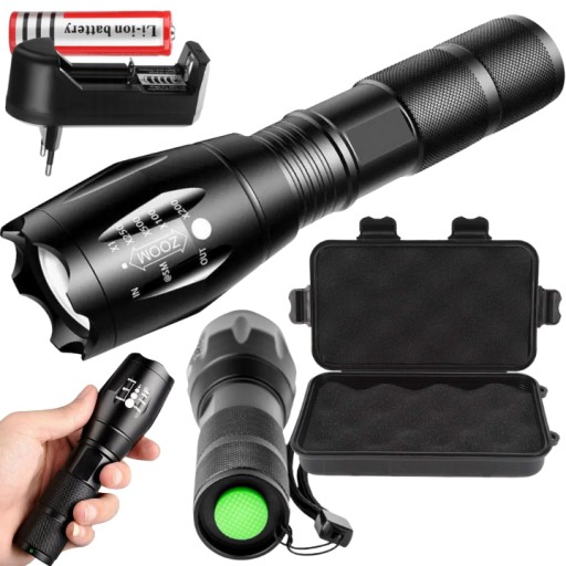 VÝKONNÁ LED TAKTICKÁ VOJENSKÁ BATERKA VODEODOLNÁ ZOOM SET BATÉRIA