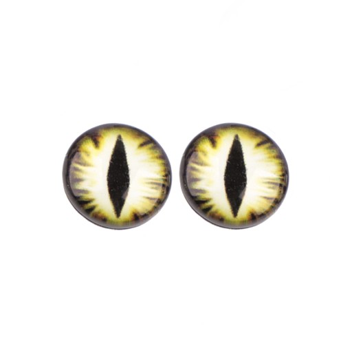KABOCHONY SKLENENÉ DRAČIE OKO 12 mm - SVETLO ŽLTÉ 2 ks.