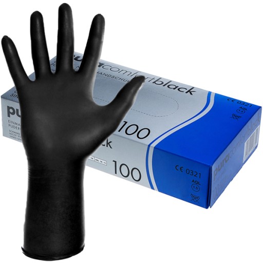 Pura comfort Black Niryl Rukavice 100 kusov L NEMECKÁ KVALITA