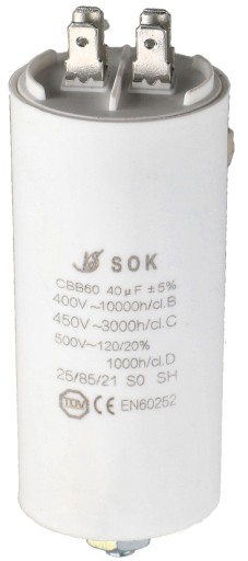 ŠTARTOVACÍ KONDENZÁTOR PRE MOTOR 40uF 450V