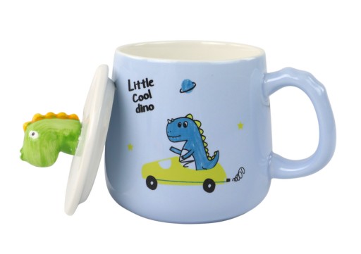 Keramický hrnček Dinosaur Blue Infuser s lyžičkou