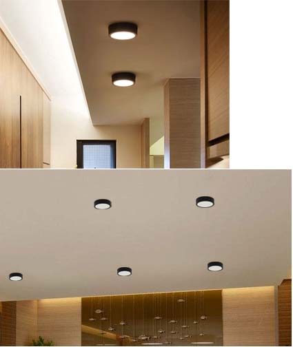 LED panelové svietidlo, prisadené stropné svietidlo, 6W, okrúhle, čierne