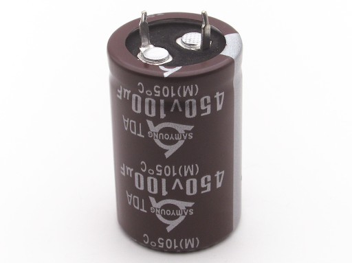 KONDENZÁTOR 100uF / 450V 22x35mm 105*C DLHÁ ŽIVOTNOSŤ - SAMYOUNG TDA - HQ - 1PC