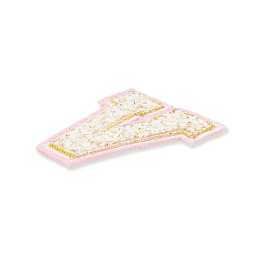 PATCH vyšívané veľké biele PÍSMENO V, písmo nápisu