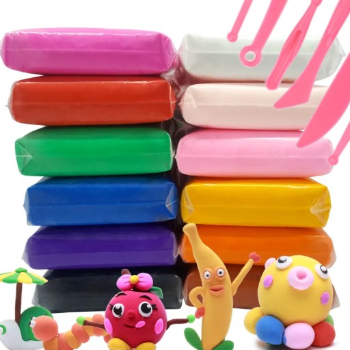 PLASTICOVÁ POLYMÉROVÁ MODELOVACIA PENOVÁ HMOTA PENOVÁ HLINA 12 ks