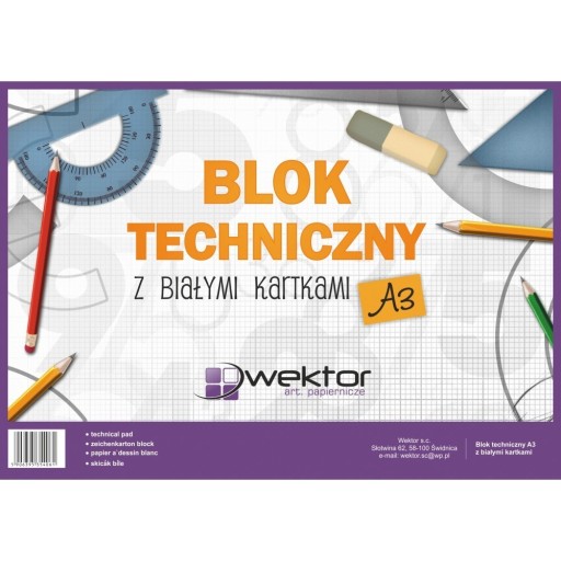 Technická podložka, A3, 140 g/m2, 10 listov, biela