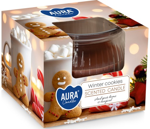 Vonná sviečka v skle BISPOL Aura 18H WINTER COOKIES