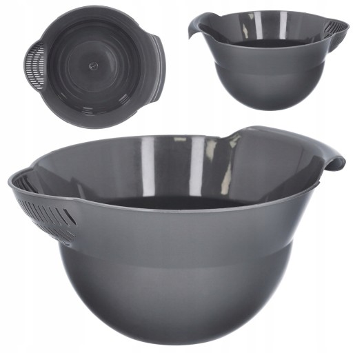 PLASTOVÁ MISKA šedá 1,8l so sitkom pre ľahké mixovanie a cedenie