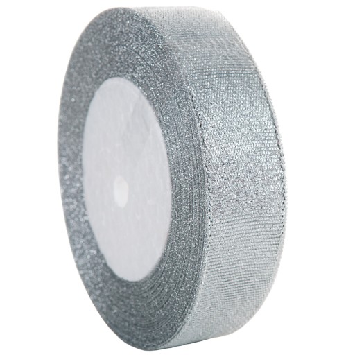Ozdobná stuha trblietavá strieborná 25mm