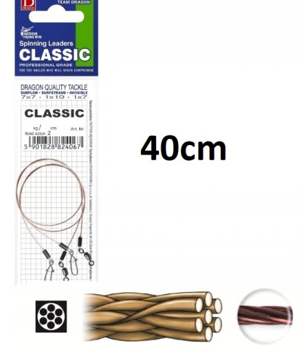 Oceľový náväzec s dobrým cvakaním DRAGON Classic SURFSTRAND 1x7 13kg/40cm