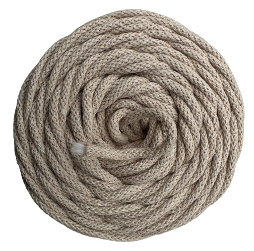 Splietaná bavlnená šnúra pre Macrame Beige Beige 5mm 100m