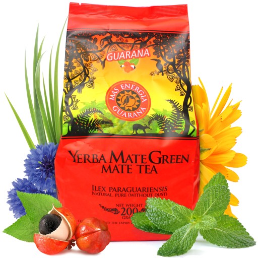 Yerba Mate Zelená MAS ENERGIA GUARANA 200g sin palo