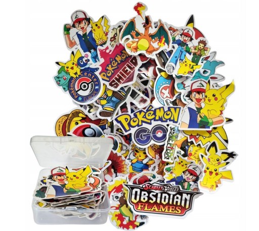 Nálepky Pokémon s Pikachu Sada 50 kusov v kufríku Nálepky pre dieťa ako darček