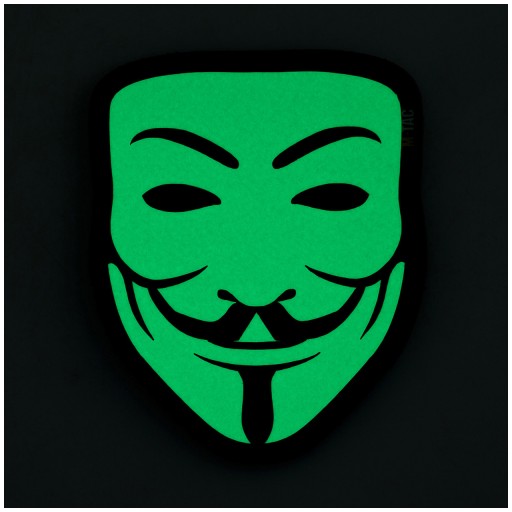 ANONYMNÁ FACE GUY FAWKES NÁPLATA ANONYMITA FLUORESCENT M-TAC