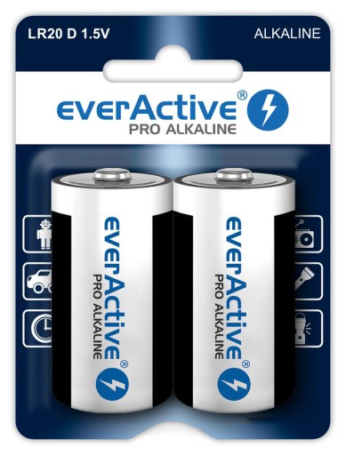 Alkalické batérie LR20 D everActive PRO - 2 ks.