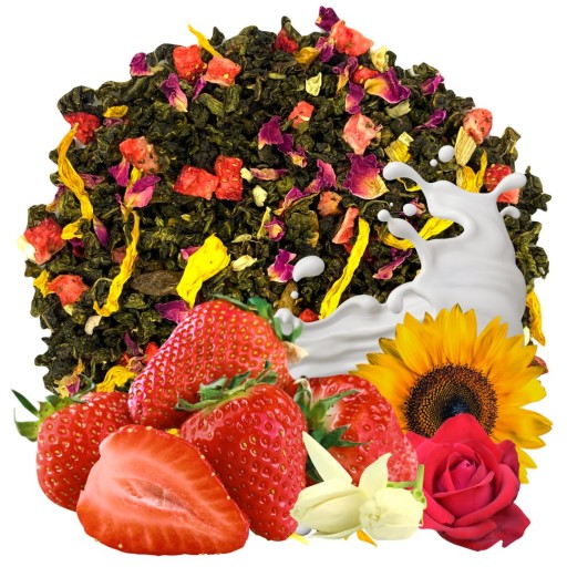 Čaj OOLONG JAHODY V KRÉME 50g mrazom sušené jahodové MLIEKO
