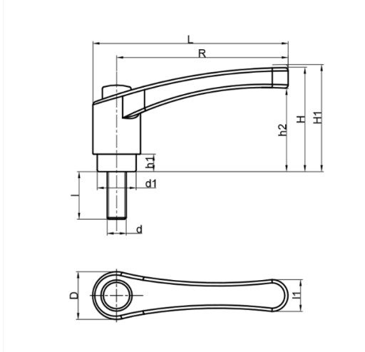 Oranžová upínacia páka 63mm so skrutkou M8x40