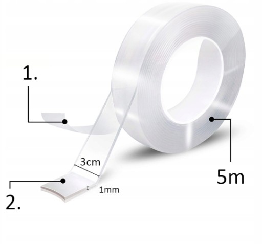 Obojstranná NANO montážna páska, opakovane použiteľná, vodeodolná, silná, 5M