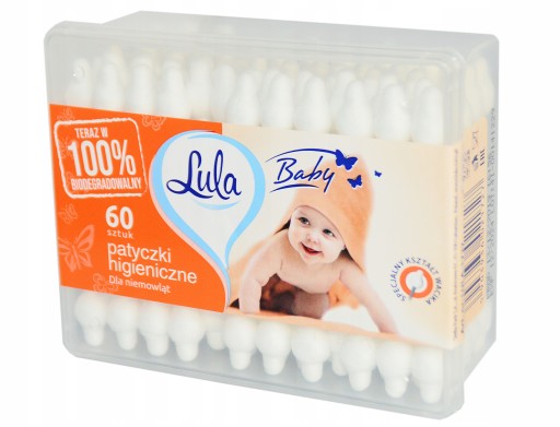 LULA Baby Bio vatové tyčinky pre bábätká, 1 balenie - 60 ks