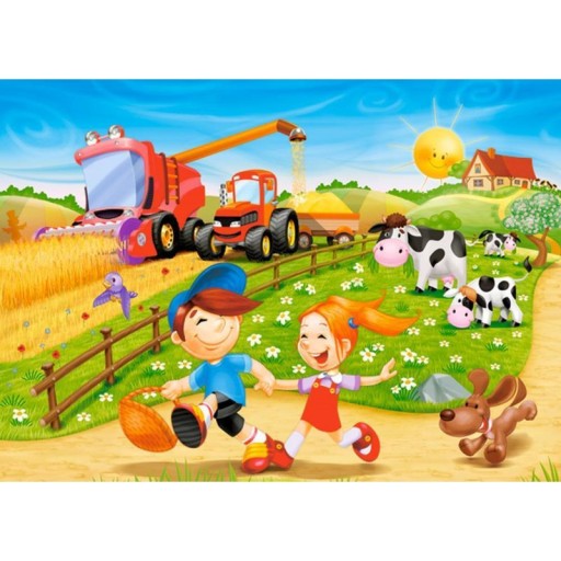 Puzzle 60 Puzzle Farma COUNTRY Traktor Zvieratá Krava Žatva 5+ Castor