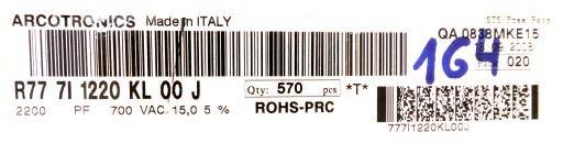 Arcotronics Fólia 2,2nF 5% 700VAC 20ks