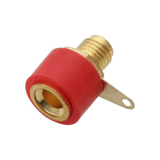 Banánková montážna objímka 4mm červená 19A 60V zlatá / 9721