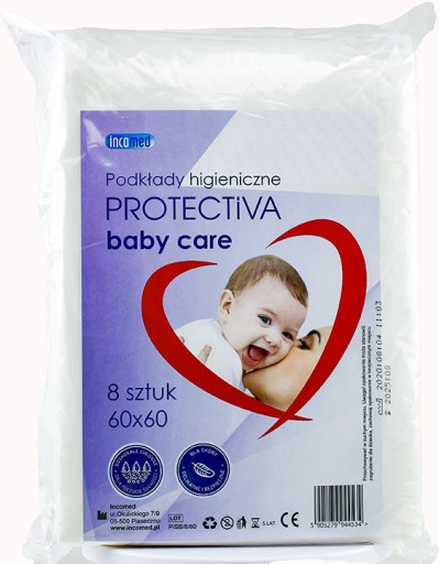 Hygienické podložky 60x60 Protectiva Baby Care Absorpčné ochranné podložky 8 ks