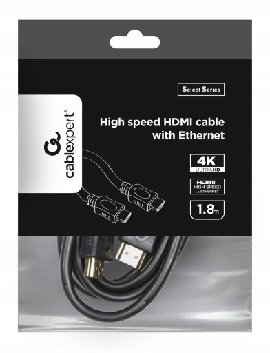 HDMI - HDMI KÁBEL ETHERNETOVÝ KONEKTOR 4K 60Hz UHD 3D ČIERNA 1,8m