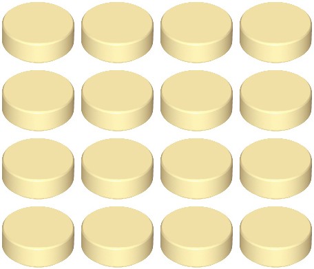 LEGO Tile Round 1x1 Sand Tan 6139649 98138 - 16 kusov