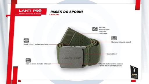 Nohavicový opasok Metal Free, zelený, univerzálna veľkosť LAHTI PRO L9020700