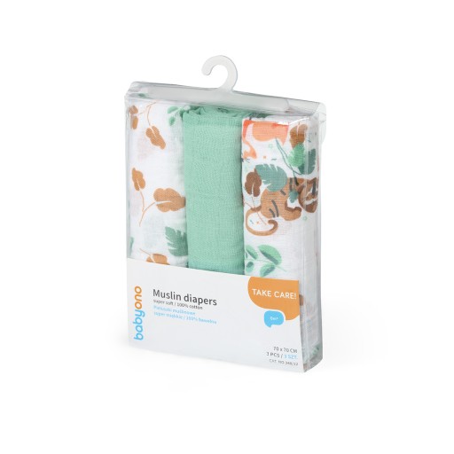 Babyono 348/12 MUSLIN PIAPERS mušelínová plienka 3KS ZELENÁ
