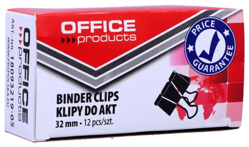 Spony na dokumenty 32 mm čierne klipy 12 ks x 6 bal