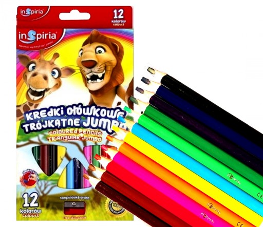 INSPIRIA Jumbo trojuholníkové pastelky, 12 farieb, 3897